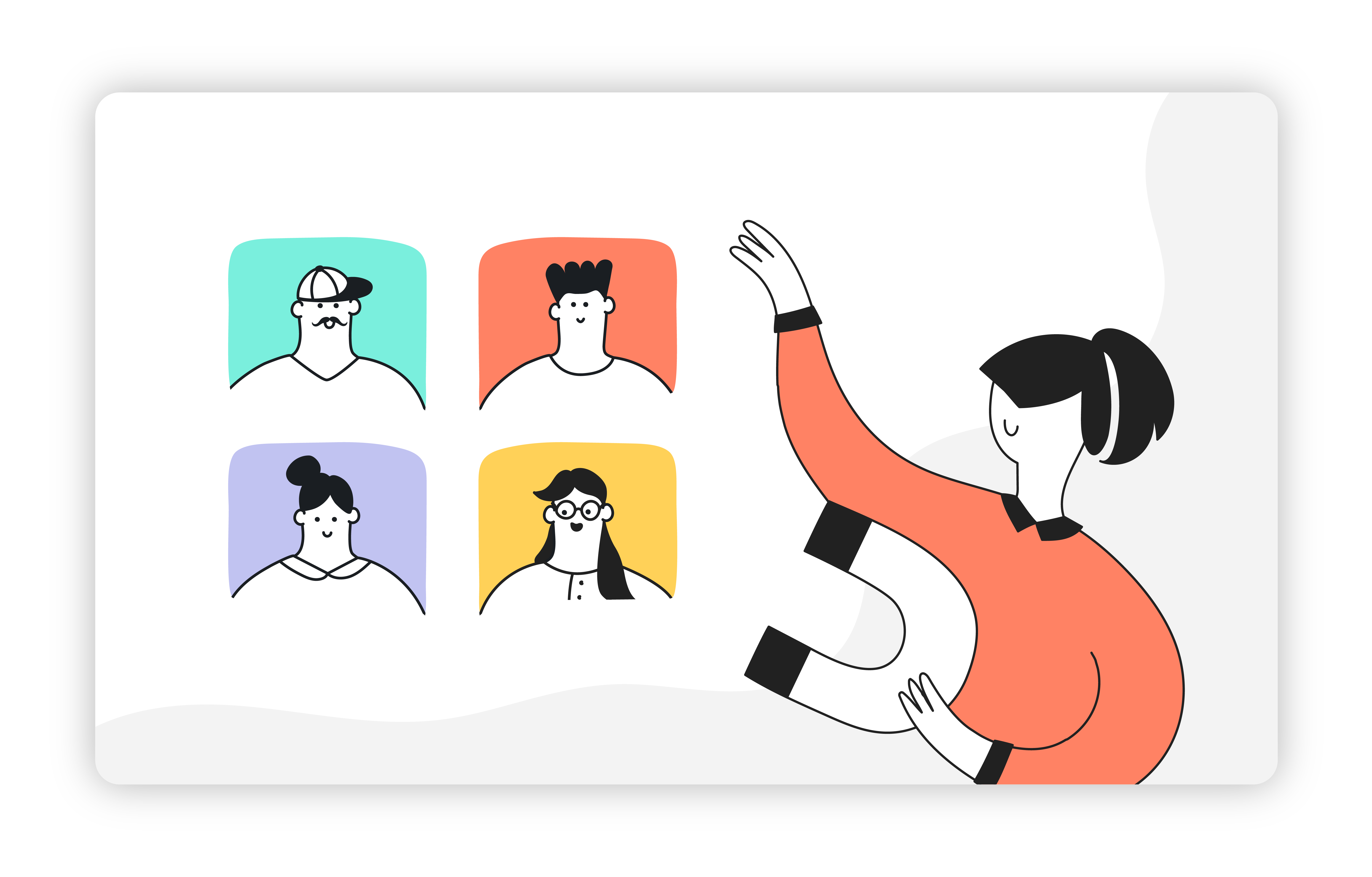 ilustração de mulher a atrair novos clientes