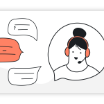 ilustração de mulher a trabalhar em apoio ao cliente em call centre