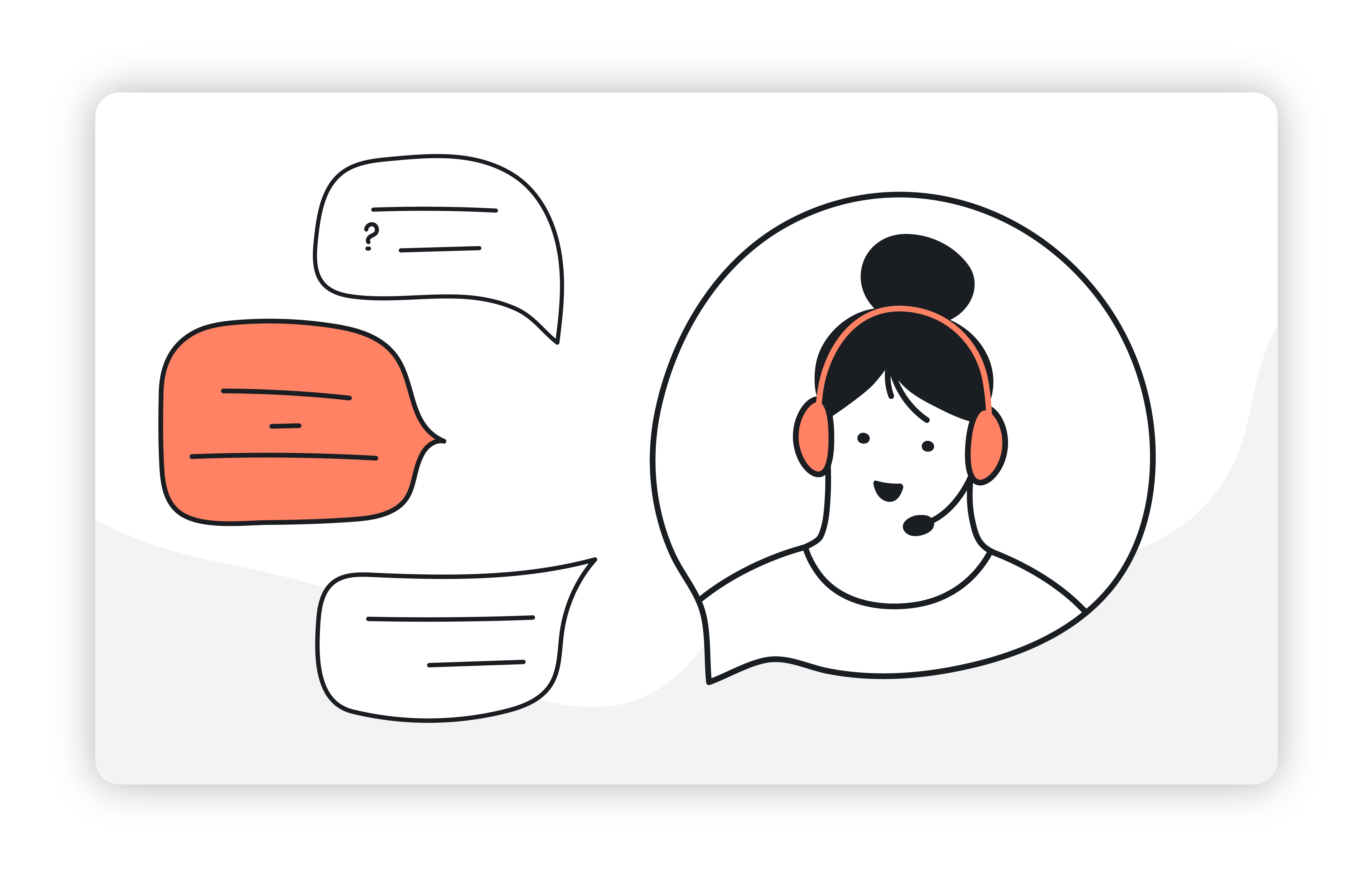 ilustração de mulher a trabalhar em apoio ao cliente em call centre